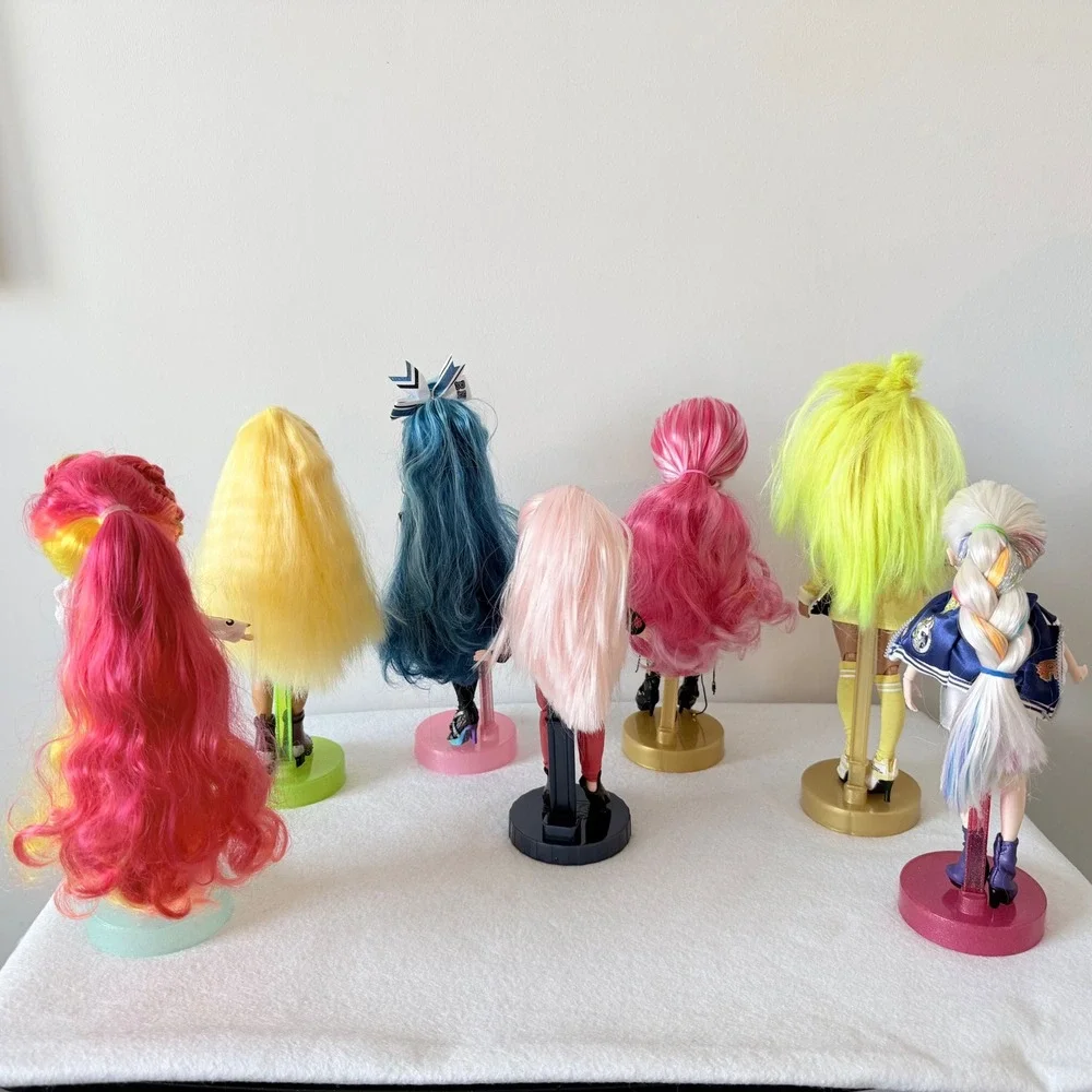 Rainbow High Dolls Lot 7 w Stands Mixed Sizes 10in‎ 11in MGA Bundle